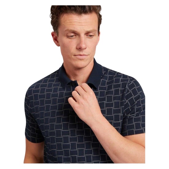 Ted Baker Heren geruit poloshirt met kraag en jacquardmotief (Marine) - Image 3
