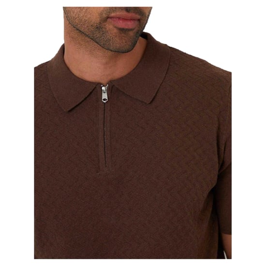 Threadbare Heren Whittley gestructureerd poloshirt met korte mouwen (Walnoot) - Image 4