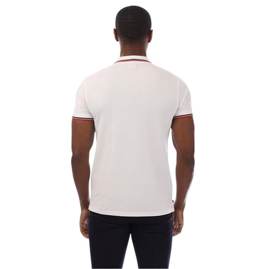 Aquascutum Mens Slim Short-Sleeved Polo Shirt (White/Navy) - Image 2