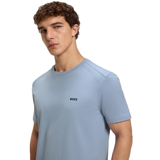 Boss Mens Crew Neck Regular Short-Sleeved Polo Shirt (Blue) - Image 3