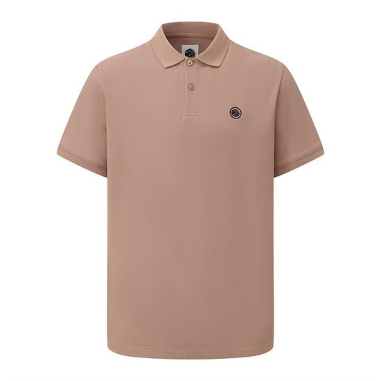 Pretty Green Mens Cotton Polo Shirt (Dark Beige) - Image 1