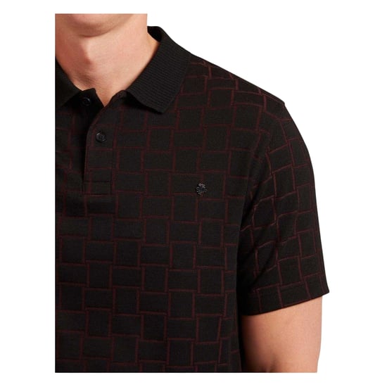 Ted Baker Heren geruit poloshirt met kraag en jacquardmotief (Zwart) - Image 3