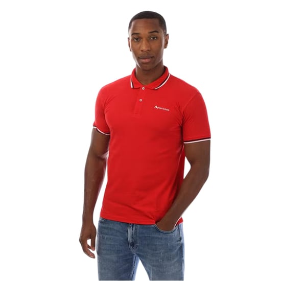 Aquascutum Mens Slim Short-Sleeved Polo Shirt (Red/White) - Image 1