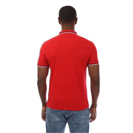 Aquascutum Mens Slim Short-Sleeved Polo Shirt (Red/White) - Image 2