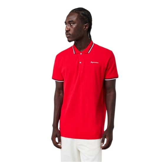 Aquascutum Mens Slim Short-Sleeved Polo Shirt (Red/White) - Image 3
