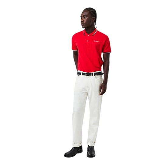 Aquascutum Mens Slim Short-Sleeved Polo Shirt (Red/White) - Image 4