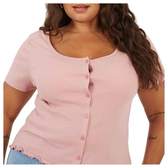 Brave Soul Dames/Dames Geribd Plus T-shirt (Stoffige roos) - Image 3