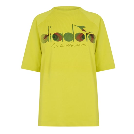 Diadora Dames-T-shirt met bloemenprint, ronde hals en raglanmouwen (Geel) - Image 1