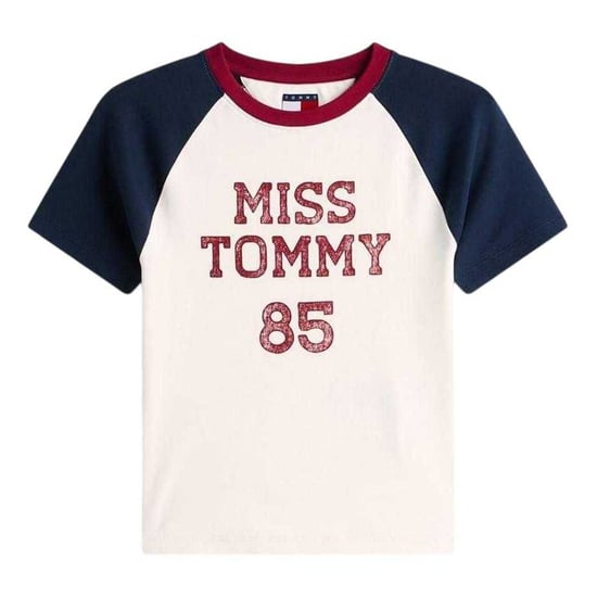 Tommy Jeans Dames/Dames Belettering Crew Hals Raglan T-shirt (Antiek Wit) - Image 2