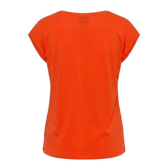 Pieces Pckamala gebreid T-shirt met V-hals voor dames (Mandarijn Tango) - Image 3