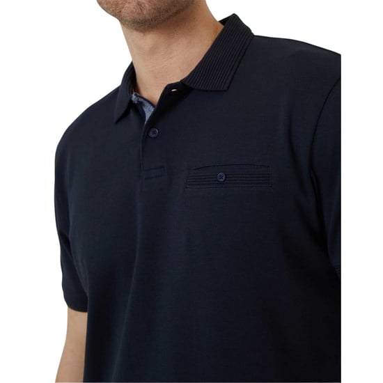Threadbare Mens Regular Rolled Short Sleeves Polo Shirt (Navy) - Image 3