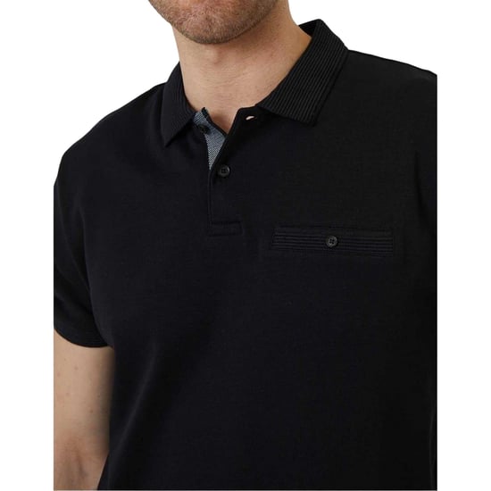 Threadbare Mens Regular Rolled Short Sleeves Polo Shirt (Black) - Image 3