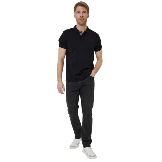Threadbare Mens Regular Rolled Short Sleeves Polo Shirt (Black) - Image 4