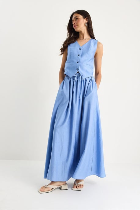 V-hals Vest en Maxi Rok Twee-delige Coördinate Set - Image 4