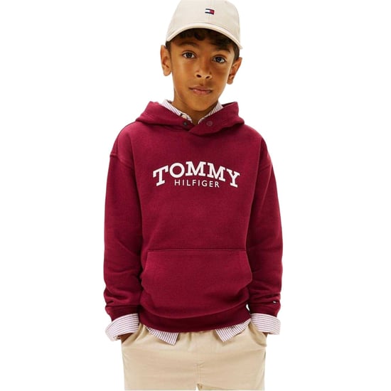 Tommy Hilfiger Kinder/Kids Logo Hooded Trekkoord Hoodie (Kersenrood) - Image 1