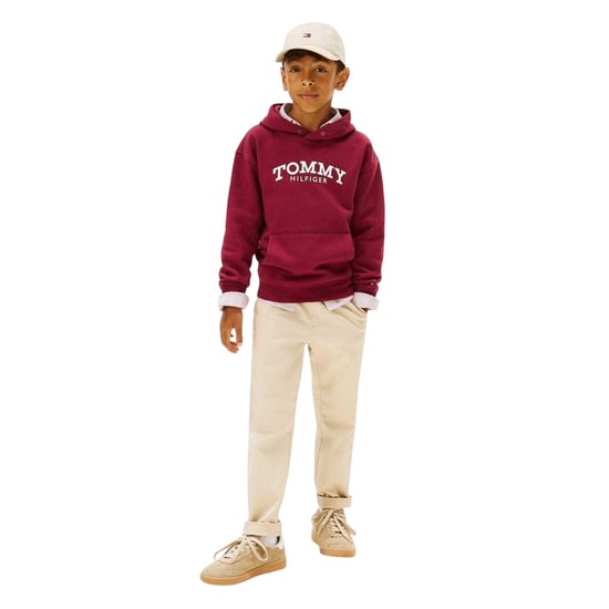 Tommy Hilfiger Kinder/Kids Logo Hooded Trekkoord Hoodie (Kersenrood) - Image 5