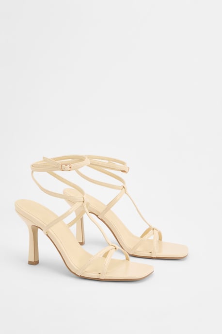Strappy T Bar Detail Stiletto Heels - Image 3