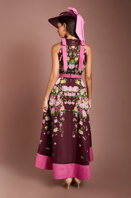 Lisa Tan Bow Shoulder Hi Low Printed Midi Dress - Image 4