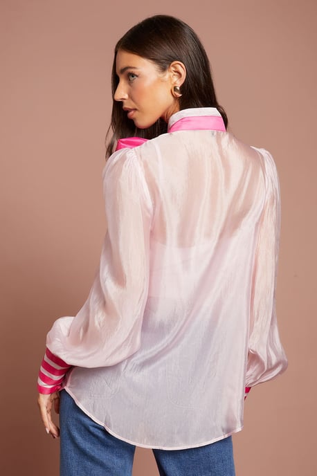 Lisa Tan Pussybow Long Sleeve Organza Shirt - Image 3