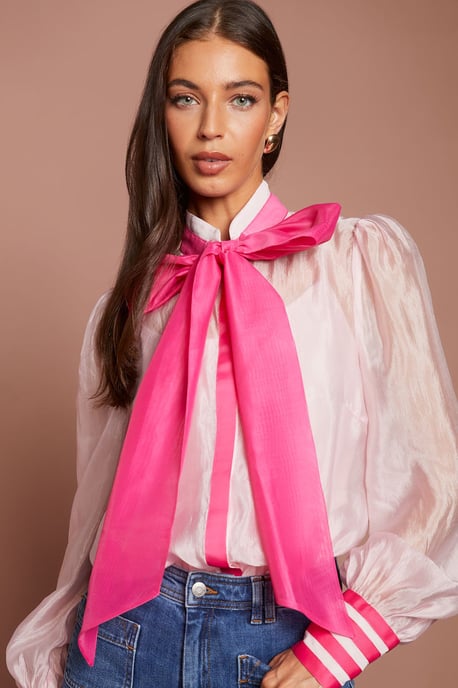 Lisa Tan Pussybow Long Sleeve Organza Shirt - Image 4