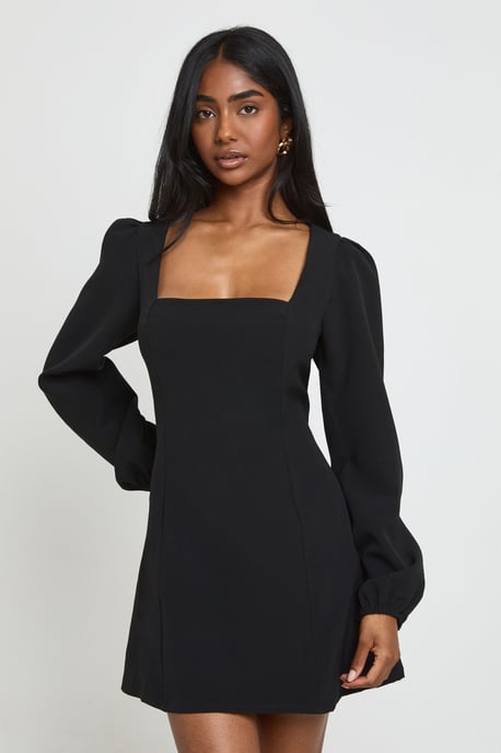 Volume Sleeve Fit & Flare Mini Dress - Image 1