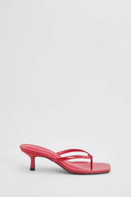 Knot Detail Toe Post Heeled Mules - Image 3