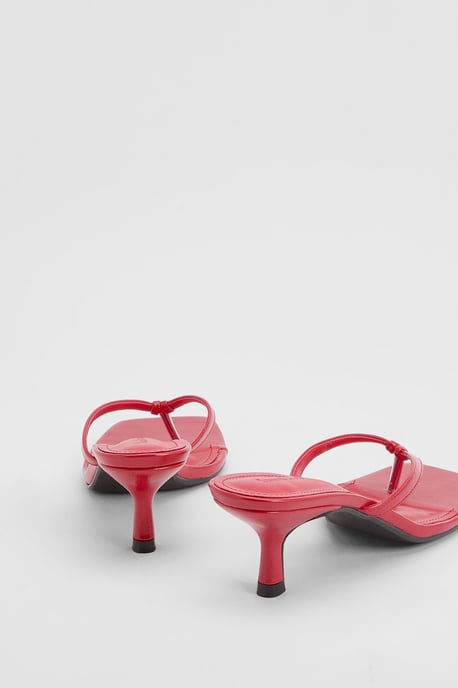 Knot Detail Toe Post Heeled Mules - Image 4