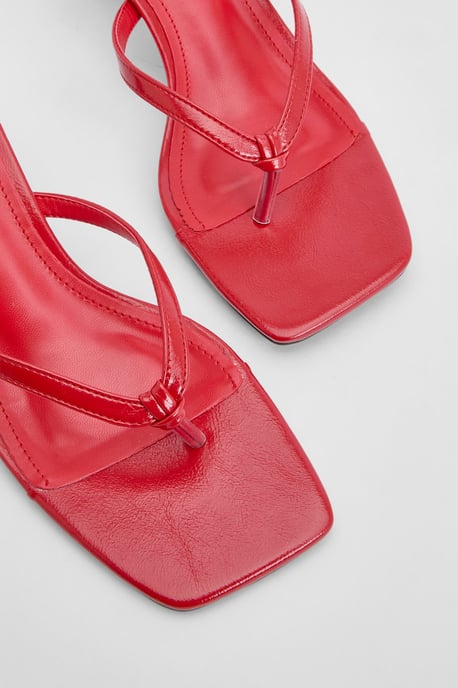 Knot Detail Toe Post Heeled Mules - Image 5