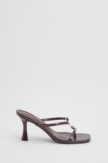Hardware Ring Detail Toe Post Heeled Mules - Image 3