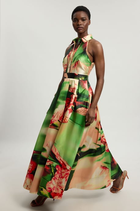 Blurred Orchid Twill Collared Maxi Dress - Image 1