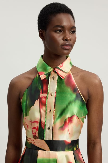 Blurred Orchid Twill Collared Maxi Dress - Image 4