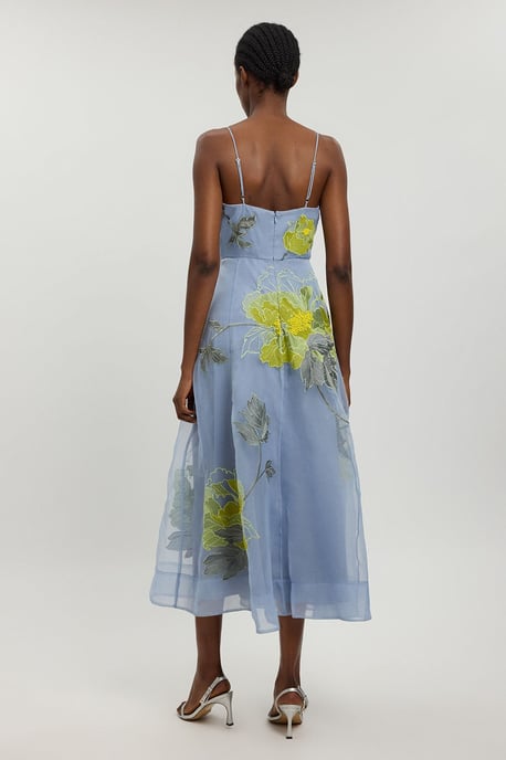 Floral Embroidered Organza Bandeau Dress - Image 4