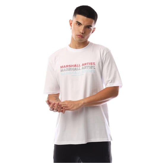 Marshall Artist Heren Repeat Logo Regular T-Shirt (Wit) - Image 1