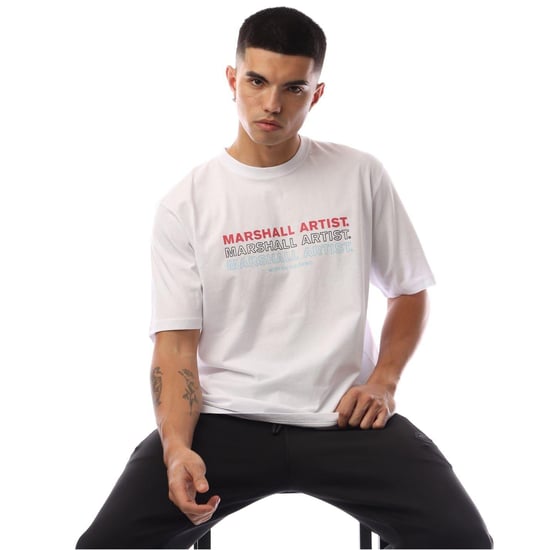 Marshall Artist Heren Repeat Logo Regular T-Shirt (Wit) - Image 3