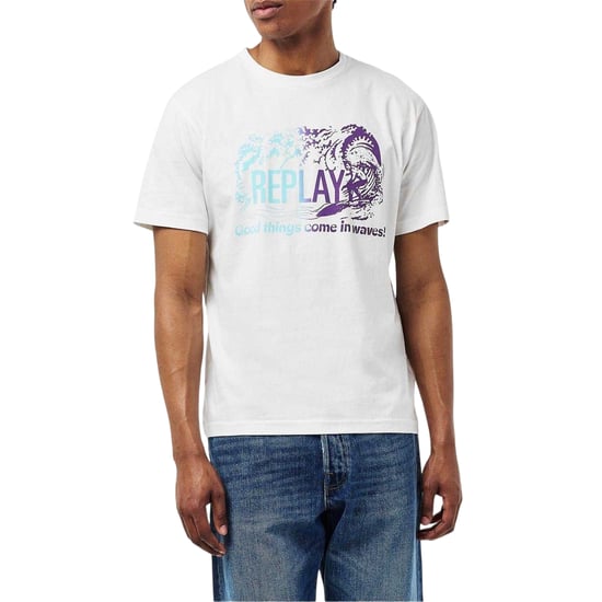 Replay Heren Waves Logo T-Shirt (Wit) - Image 3