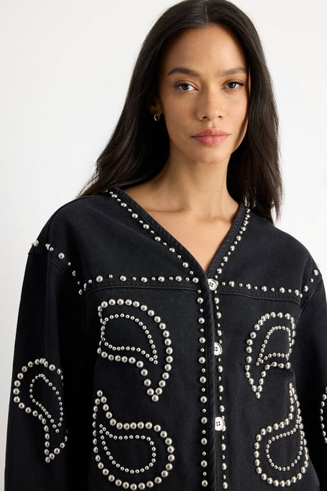 Paisley Embellished Denim Jacket - Image 3