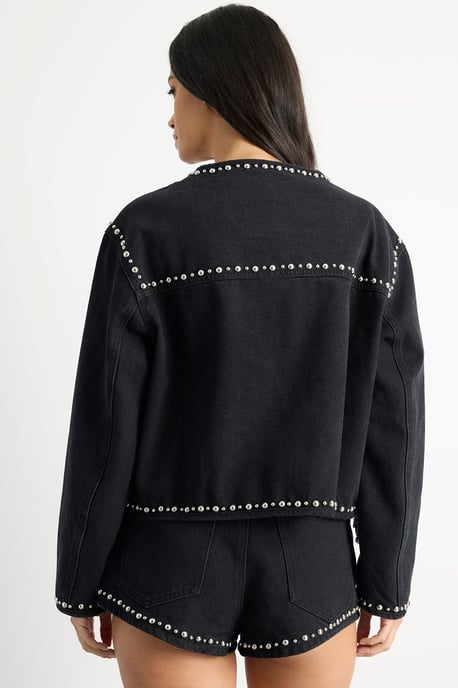 Paisley Embellished Denim Jacket - Image 4