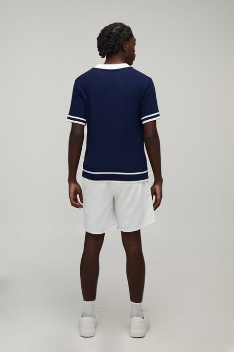 MAN Boxy Cable Embroidered Knitted Polo - Image 2