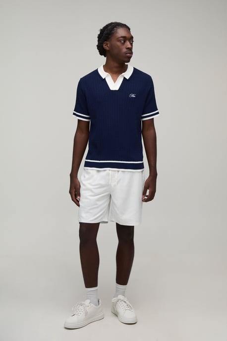 MAN Boxy Cable Embroidered Knitted Polo - Image 4