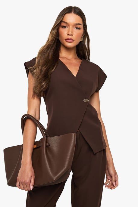 Gold Button Wrap Top - Image 1