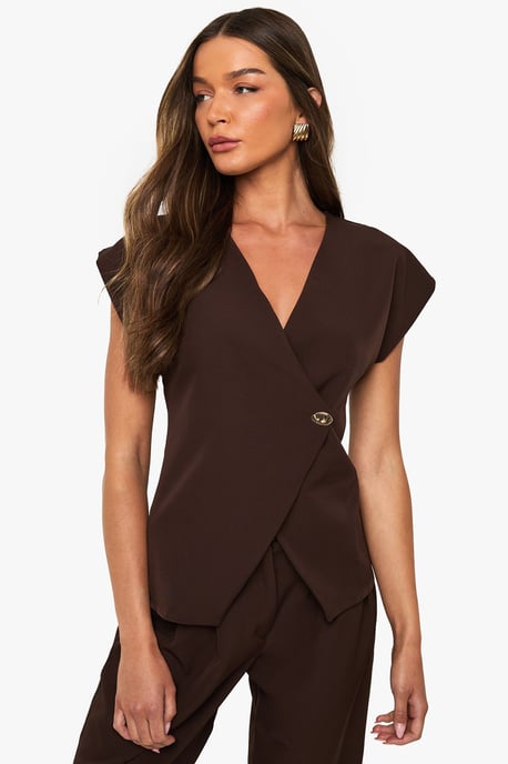 Gold Button Wrap Top - Image 4
