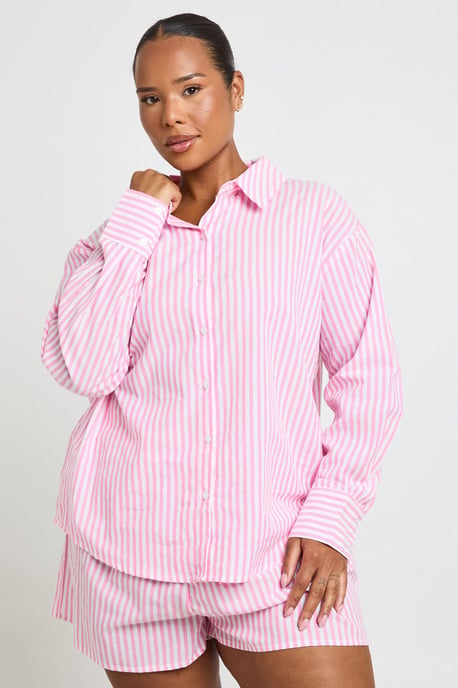 Plus Cotton Pinstripe Pyjama Short - Image 3