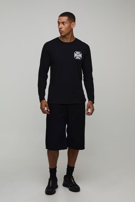 Black Regular Fit Cross Graphic Long Sleeve T-Shirt - Image 4