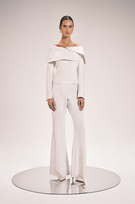 Compact Stretch Satin Side Tailored Straight Leg Trouser - Image 1