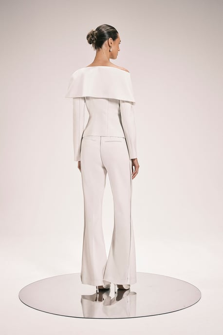 Compact Stretch Satin Side Tailored Straight Leg Trouser - Image 3