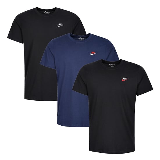 3 Pack Nike Sportswear Men's Club T Shirt - Black/Blue/Black - Image 1