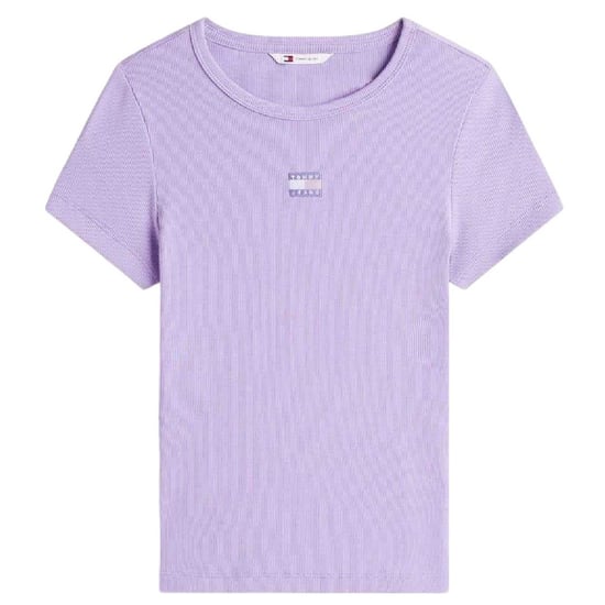 Tommy Jeans Dames Badge Ribbed Regular T-Shirt (Paars) - Image 1