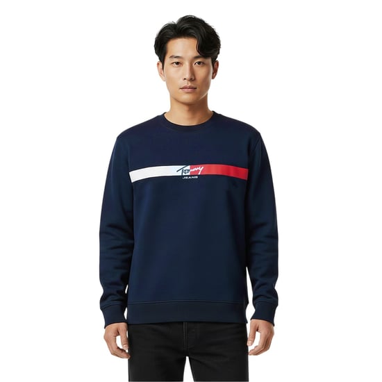 Tommy Jeans Unisex Volwassen Signature Regular Sweatshirt (Nachtmarine) - Image 1