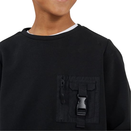 Brave Soul Technisch sweatshirt met lange mouwen voor kinderen (Jet Zwart) - Image 3