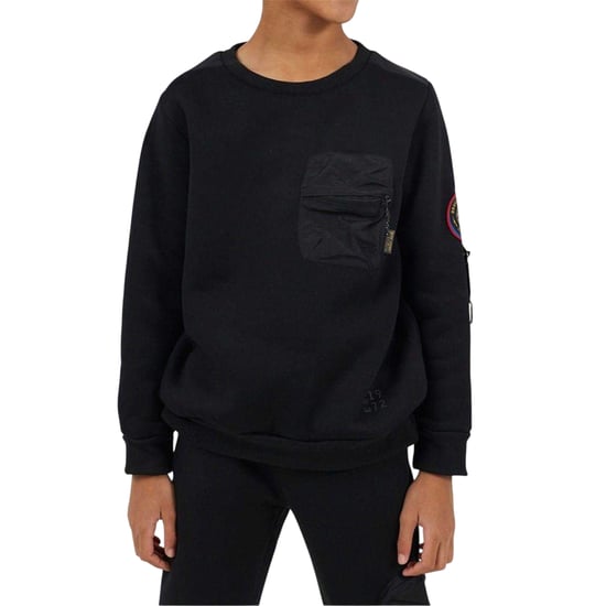 Brave Soul Sweatshirt met borstzak voor jongens (Jet Zwart) - Image 1